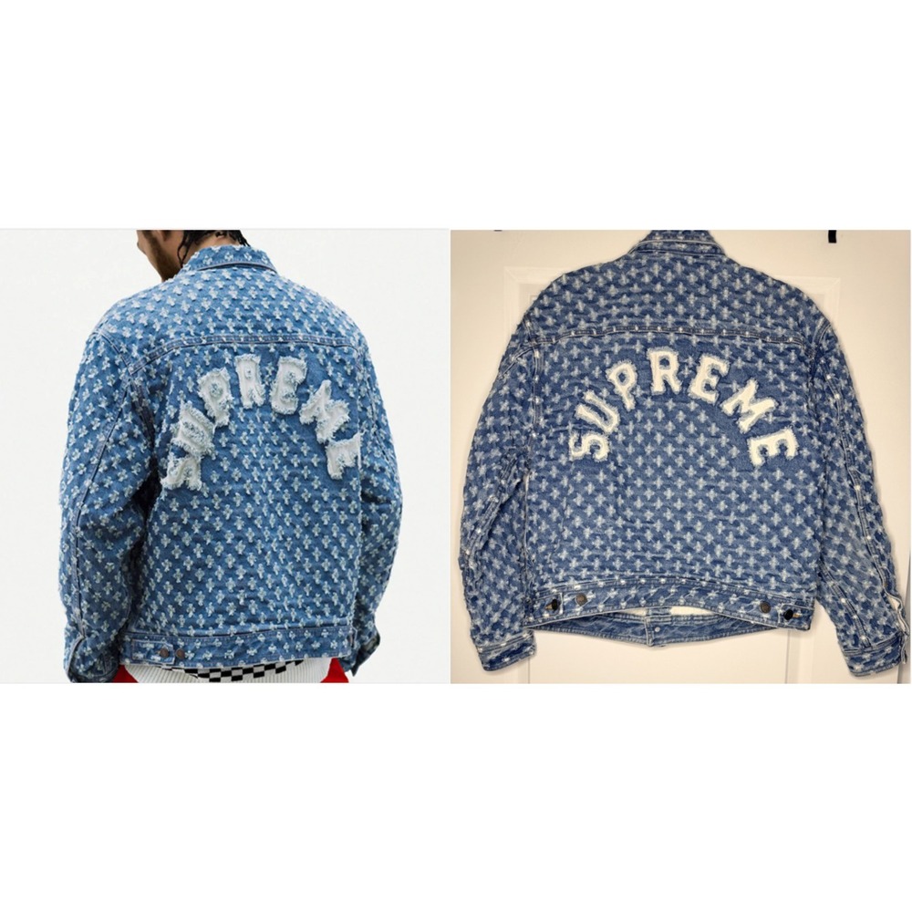 Supreme Rare Hole Punch Denim Trucker Jacket Blue Men's M SS20 Streetwear EUC